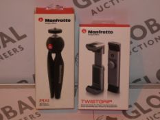 Lot to Contain 2 Manfrotto Items to Include a Twist Grip Clamp for Smart Phones and a Pixie Mini