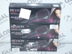 Lot to Contain 3 Boxed Revlon 2 in 1 Hair Drying Straightening Brushes (Viewing Is Highly