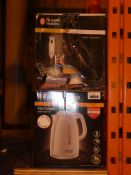 Lot to Contain 2 Assorted Items To Include a Russell Hobbs Textures White Cordless Jug Kettle and