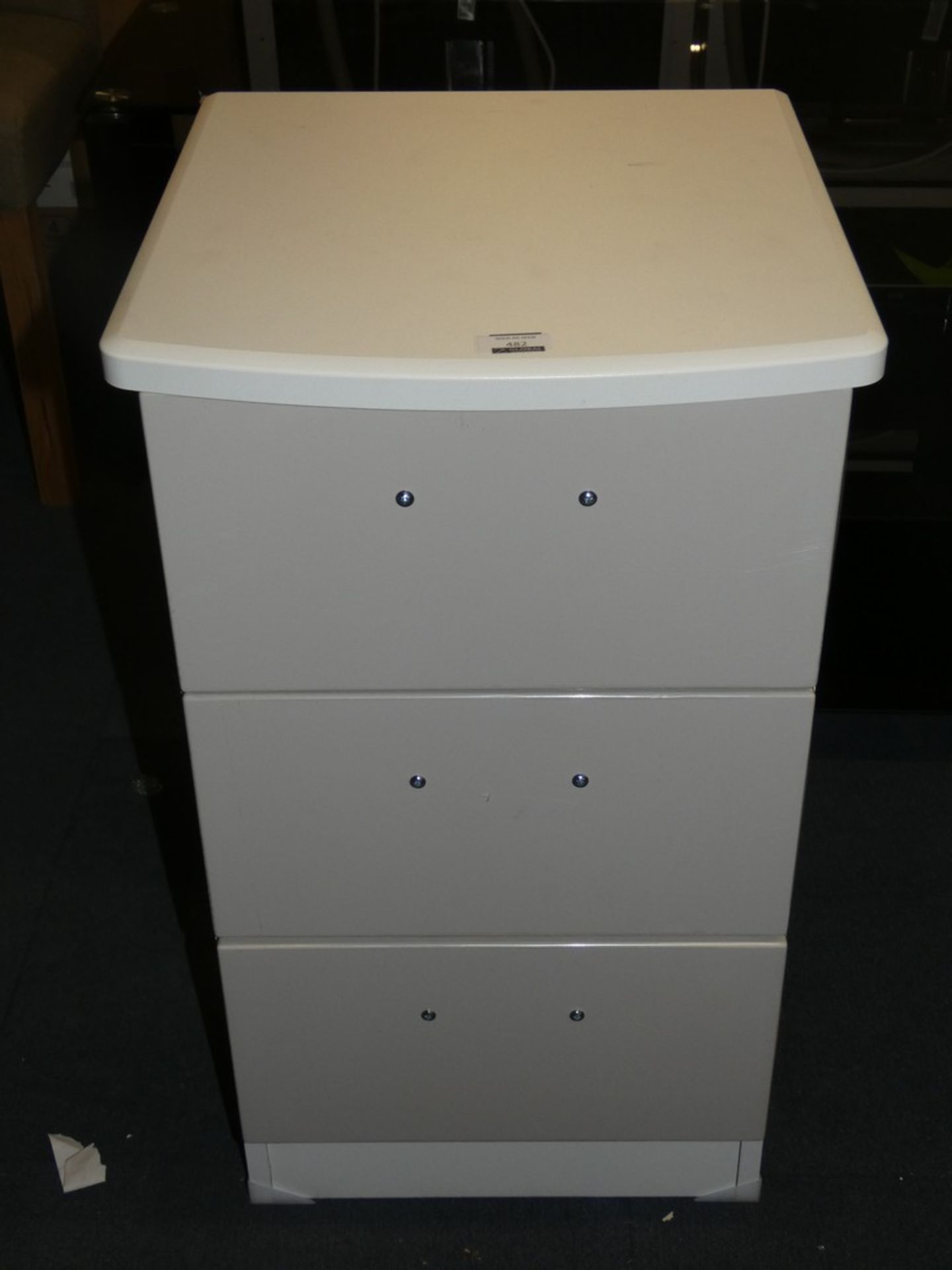 High Gloss White and Soft Grey 3 Draw Bedside Chest of Draws