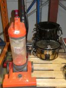 Assorted Items to Include Upright Vacuum Cleaners with Lift Off Handy Vacs and Slow Cookers