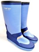Brand New Pair of Size 7 Ladies Boat Sail and Deck Flat Sole Wellington Boots in Blue and Navy