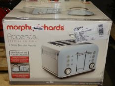 Boxed Morphy Richards 4 Slice Toaster in Azure Blue RRP £60