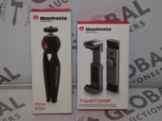 Lot to Contain 2 Boxed Brand New Manfrotto Smart Phone and Camera Accessories To Include a Manfrotto