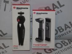 Lot to Contain 2 Boxed Brand New Manfrotto Smart Phone and Camera Accessories To Include a Manfrotto