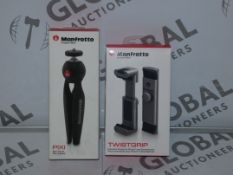 Lot to Contain 2 Boxed Brand New Manfrotto Smart Phone and Camera Accessories To Include a Manfrotto