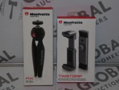 Lot to Contain 2 Boxed Brand New Manfrotto Smart Phone and Camera Accessories To Include a Manfrotto