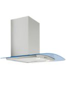 Boxed 60cm Curved Glass Cooker Hood in Stainless Steel with LED Lighting (Viewing Is Highly