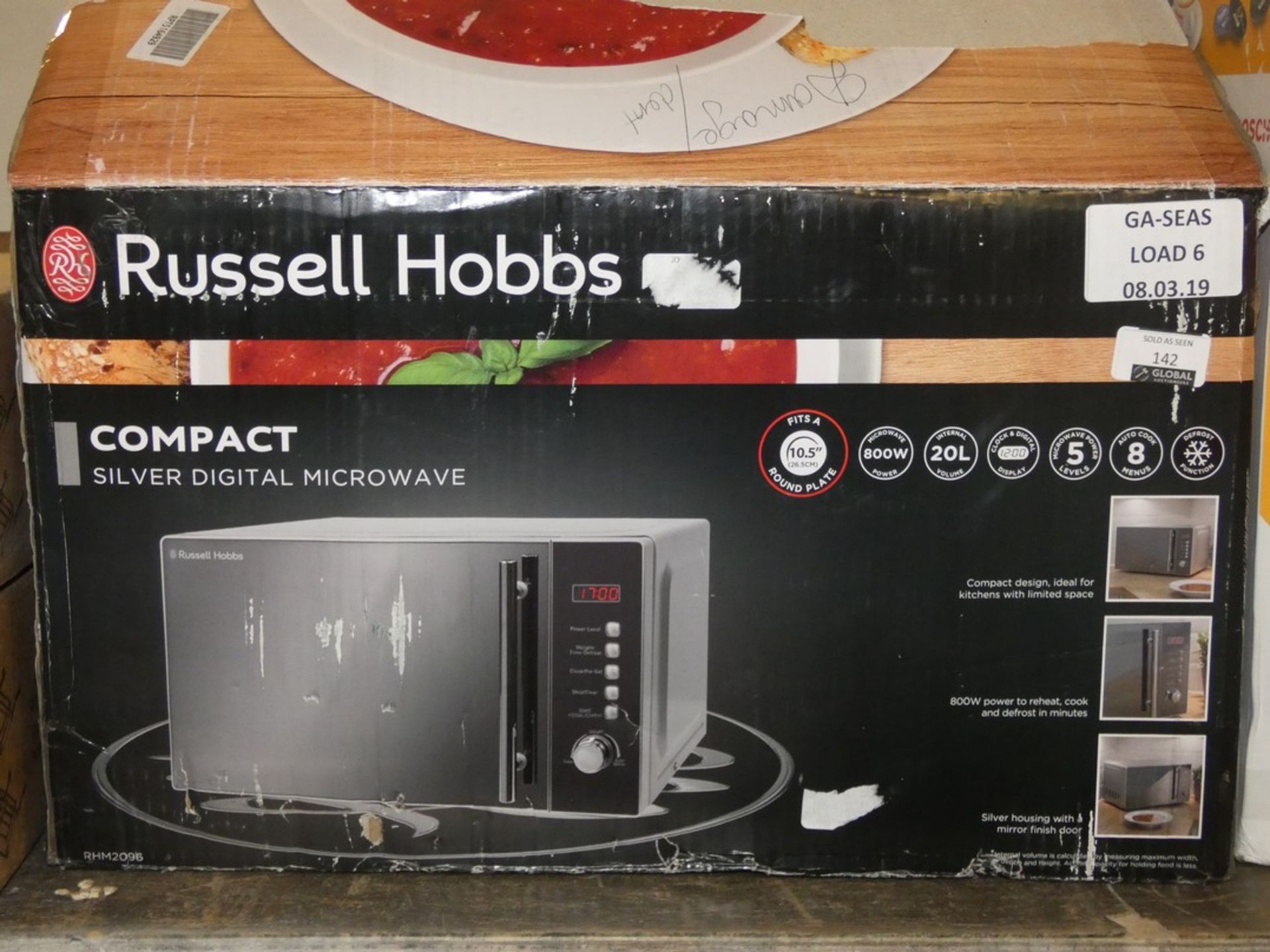 Boxed Russell Hobbs Compact Digital Silver Microwave (Viewing Is Highly Recommended)