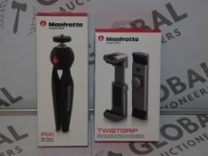 Lot to Contain 2 Boxed Brand New Manfrotto Smart Phone and Camera Accessories To Include a Manfrotto