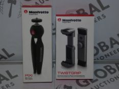 Lot to Contain 2 Boxed Brand New Manfrotto Smart Phone and Camera Accessories To Include a Manfrotto