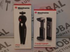 Lot to Contain 2 Boxed Brand New Manfrotto Smart Phone and Camera Accessories To Include a Manfrotto