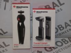 Lot to Contain 2 Boxed Brand New Manfrotto Smart Phone and Camera Accessories To Include a Manfrotto
