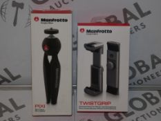 Lot to Contain 2 Boxed Brand New Manfrotto Smart Phone and Camera Accessories To Include a Manfrotto