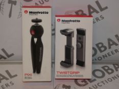 Lot to Contain 2 Boxed Brand New Manfrotto Smart Phone and Camera Accessories To Include a Manfrotto