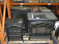 Lot to Contain 7 Assorted Freestanding Stove Effect Electric Heaters, Wall Mounting Electric Heaters