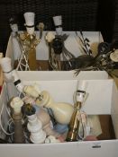 Lot to Contain 2 Boxes of Lamp Bases and Designer Table Lamps