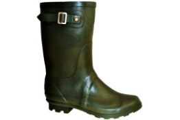Brand New Pair of Size EU38 Green Rubber Buckled Wellington Boots RRP £25