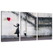 Banksy Number 3 Canvas Wall Art Painting Including 3 180 x 100cm Canvas Panels (8435)(WBXL1079)