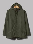 Brand New Size 2XL Sports Hiking Safety Long Green Coat with Hood and Pockets