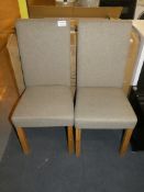 Grey Fabric Upholstered Oak Leg Designer Dining Chairs