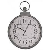 Boxed Pacific Home Antique Silver Metal Round Designer Wall Clock (11301)(PACH7817)RRP £70