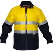 Assorted Brand New Workwear Clothing items to Include a Size Medium Yellow and Blue Cloth Jacket,