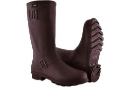 Brand New Pair of Hum Size UK8 Brown Buckled Rubber Wellington Boots 100% Waterproof RRP £25