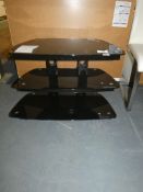 3 Tier Black Glass TV Entertainment Stand