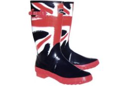 Brand New Pair of Size 7 Joules Night Shadow Great British Flag Wellington Boots RRP £45