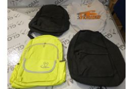 Assorted Rucksacks to Include a Day Time Flourescent Waterproof Bag, Multi Coloured School Bag, 2