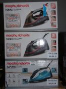 Lot to Contain 3 Boxed Morphy Richards Steam Irons to Include x 2 Turbo Steam Pro and a Saturn Steam