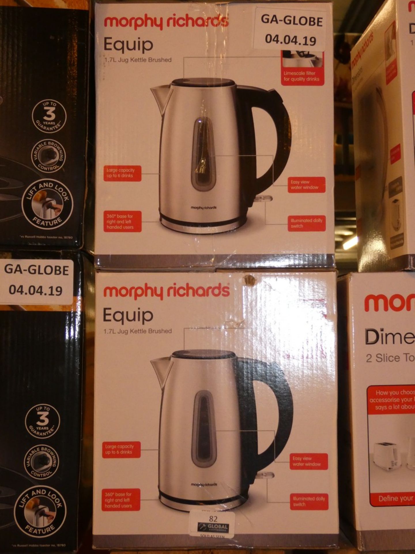 Lot to Contain 2 Boxed Morphy Richards Equip 1.7L Cordless Jug Kettles Combined RRP £50