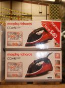 Lot to Contain 2 Boxed Morphy Richards Comfy Grip Steam Generating Irons Combined RRP £80