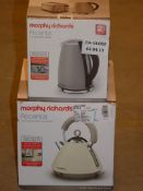 Lot to Contain 2 Boxed Assorted Morphy Richards Accents Pebble Grey and Cream Cordless Jug Kettles