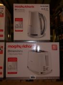 Lot to Contain 2 Assorted Items to Include a Morphy Richards Dimensions Cordless Jug Kettle and a