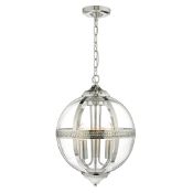 Boxed Darr Lighting Vanessa Polished 3 Light Fitting in Nickel and Glass (8482)(DLI8144) RRP £130