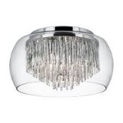 Boxed Searchlight Clear Glass Shade Aluminium Spiral Tubes Flush Ceiling Light Fitting (9125)(