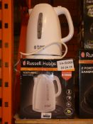 Lot to Contain 2 Assorted Boxed and Unboxed Russell Hobbs Textures Cordless Jug Kettles