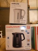 Lot to Contain 2 Assorted Sabichi and Morphy Richards Cordless Jug Kettles