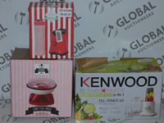 Lot to Contain 3 Boxed Assorted Items to Include a Kenwood Blend extract 3 in 1 Blender, Cookshop