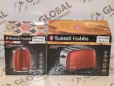 Lot to Contain 2 Boxed Assorted Russell Hobbs Kitchen items to Include a Flame Red Cordless Jug