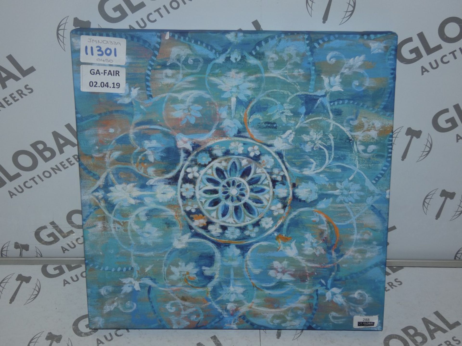 Blue Floral Print Canvas Wall Art (11301)(GMND1339) RRP £45