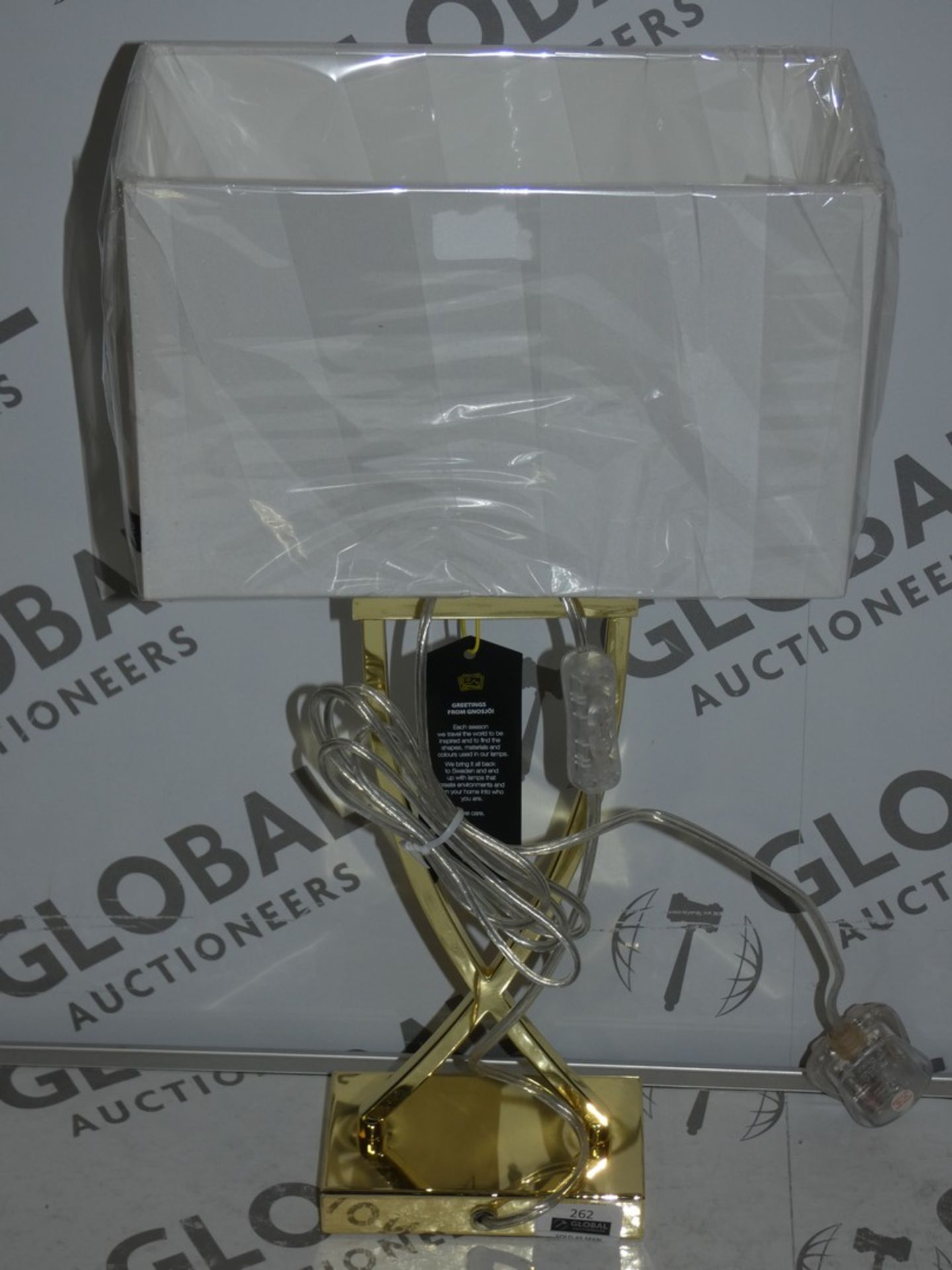 Boxed Omega Design Gold Base Fabric Shade Lamp Base (11569)(BTFN1068)