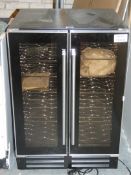 Stainless Steel and Black Freestanding Under Counter 2 Door Wine Cooler Digital Display