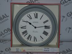 Boxed Jones Clock Company 40cm Grey Painted Wall C