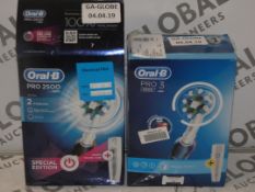 Lot to Contain 2 Boxed Assorted Oral B Pro 3 and O