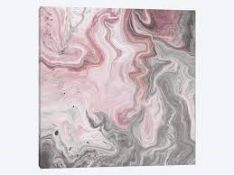 Multi Swirl Grey and Pink Canvas Wall Art Picture