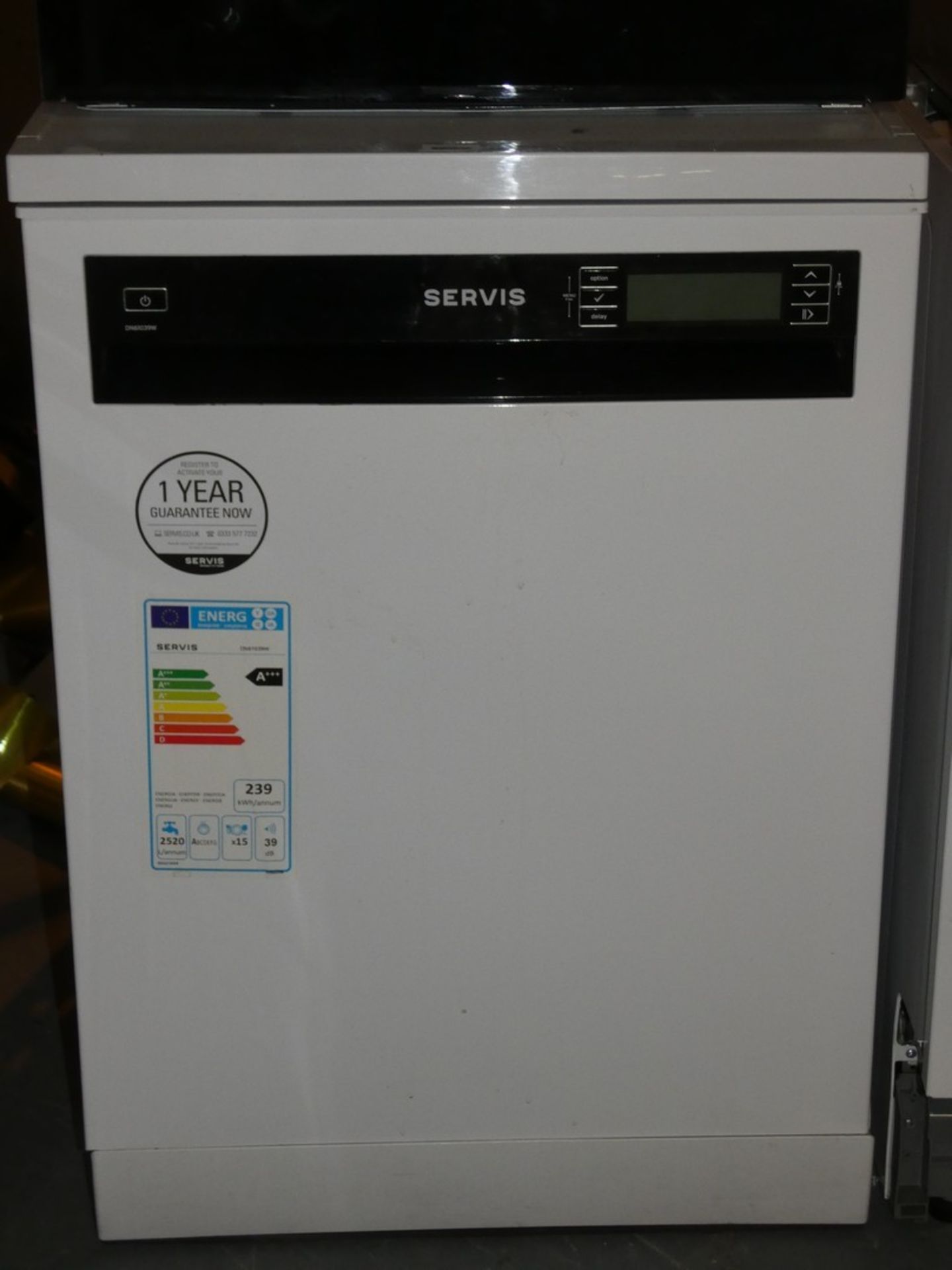Service DN61039W Freestanding Digital Display White and Black Under Counter Dishwasher