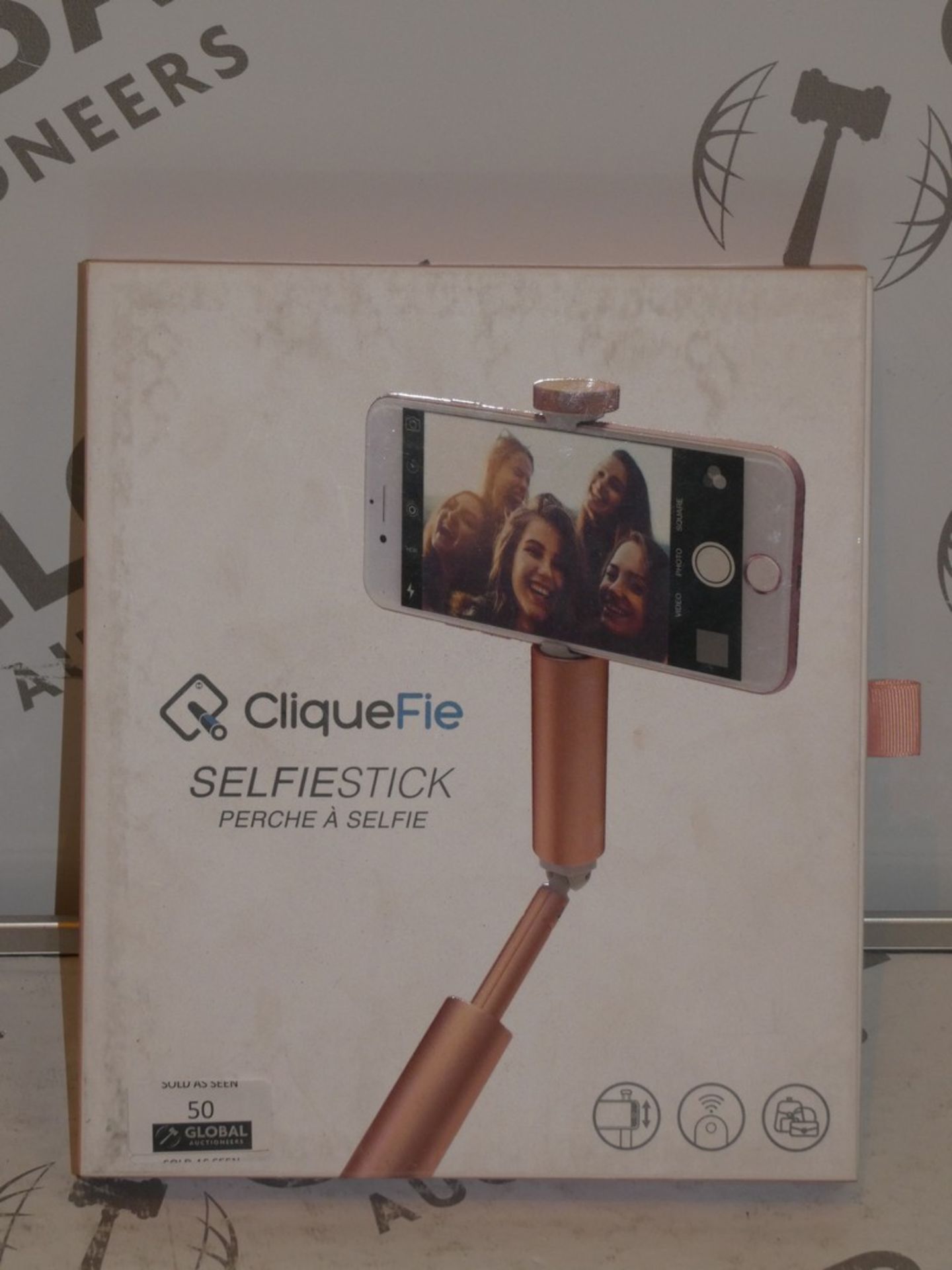 Lot to Contain 10 Boxed Cliquefie Rose Gold Selfie Sticks Combined RRP £400